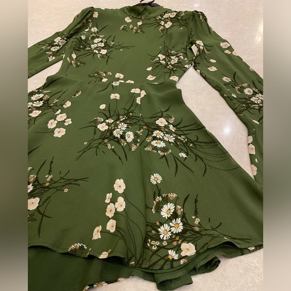 Reformation Persis Dress in Lomita Green Floral Mockneck Long Sleeve Size 2 - Picture 13 of 15